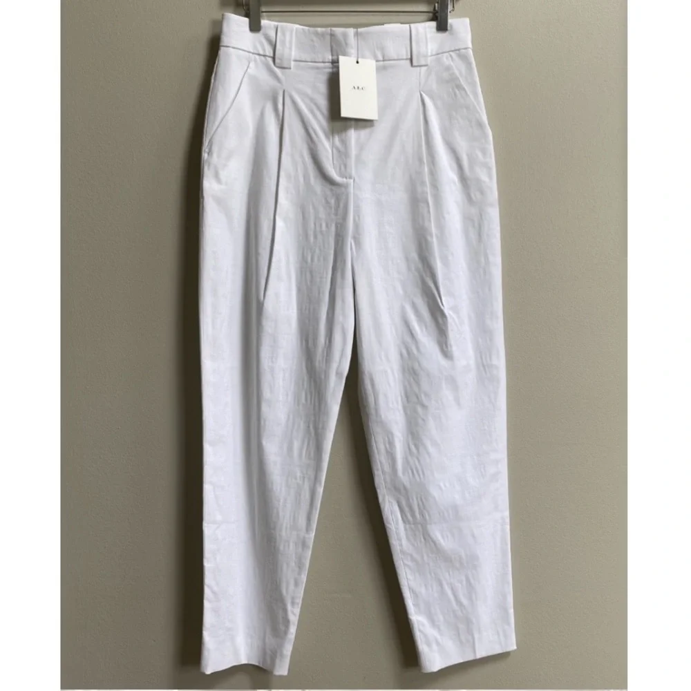 A.L.C. Gesso White Linen Blend Collin Pant Size 10